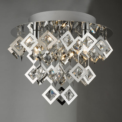 Russell 3 Light Polished Chrome and Clear Glass Flush Ceiling Light