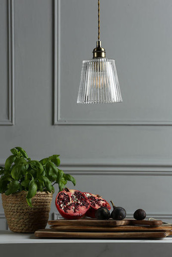 Laura Ashley Callaghan Antique Brass with Ribbed Glass Pendant Light