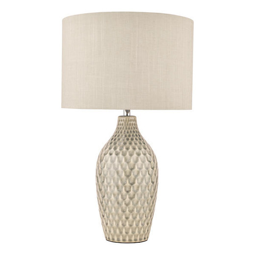 Laura Ashley Heathfield Gloss Grey Ceramic with Natural Linen Shade Table Lamp