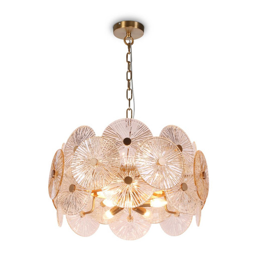 Maytoni Aster 8 Light Glass Discs with Gold Pendant Light