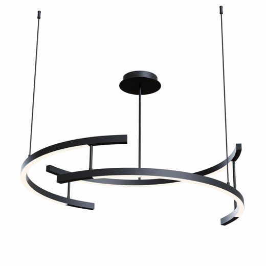 Maytoni Line Black with White Opal Diffuser Circular 4000k LED Pendant Light