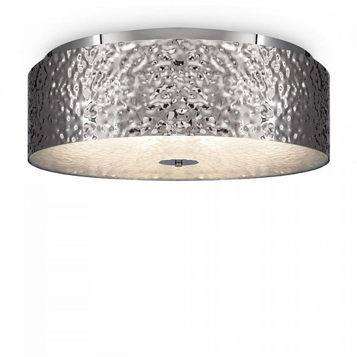 Maytoni Ripple 5 Light Chrome with Textured Glass Diffuser Flush Ceiling Light