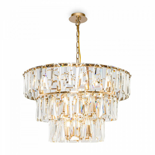 Maytoni Puntes 18 Light Gold and Crystal Pendant Light