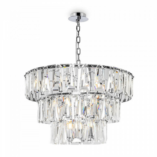 Maytoni Puntes 18 Light Chrome and Crystal Pendant Light