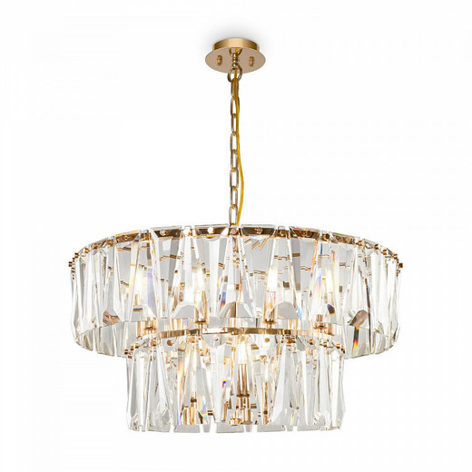 Maytoni Puntes 12 Light Gold and Crystal Pendant Light