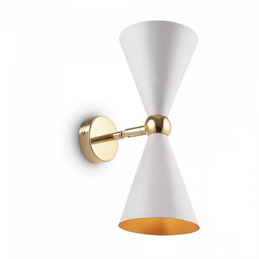 Maytoni Vesper 2 Light Gold with White Shade and Gold Inner Wall Light