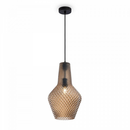 Maytoni Tommy Black with Brown Faceted Glass 480mm Pendant Light