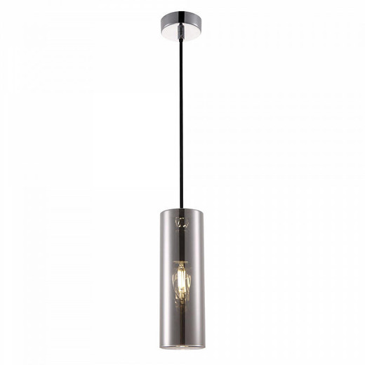 Maytoni Gioia Chrome with Smoked Glass Cylinder Pendant Light