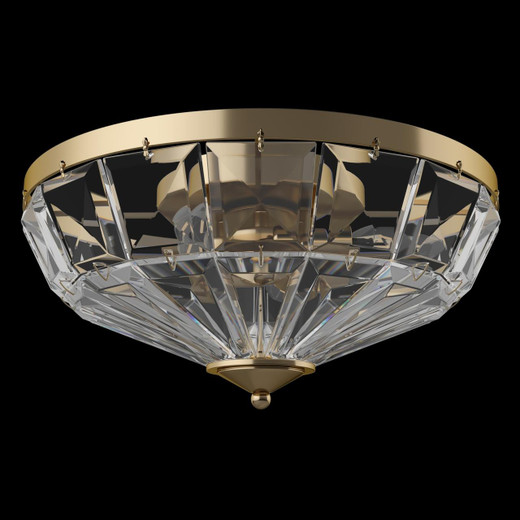 Maytoni Facet 4 Light Gold with Clear Faceted Glass Flush Ceiling Light