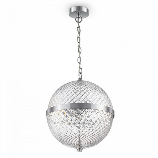 Maytoni Yonkers 2 Light Chrome and Faceted Glass Globe Pendant Light