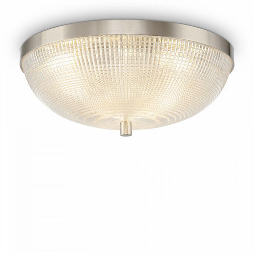 Maytoni Coupe 3 Light Nickel with Faceted Glass Flush Ceiling Light