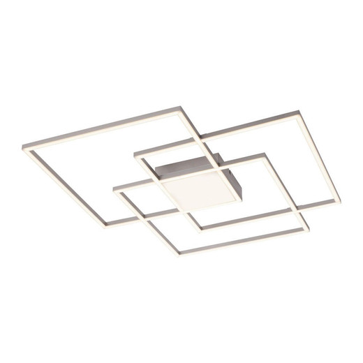 Leuchten Direkt Asmin 4 Light Brushed Steel Square Remote Control Dimmable Ceiling Light