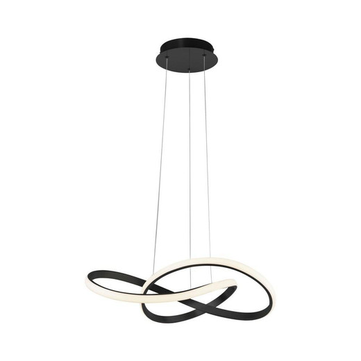 Leuchten Direkt Maria Black with Opal Diffuser Twisted Ringed Pendant Light