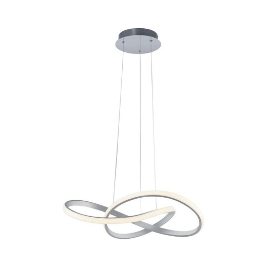 Leuchten Direkt Maria Aluminium with Opal Diffuser Twisted Ringed Pendant Light