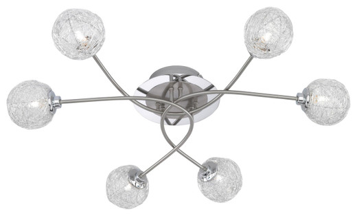 Paul Neuhaus Womble 6 Light Satin Steel with Wire Mesh Shade Semi Flush Ceiling Light Paul Neuhaus Womble 6 Light Satin Steel with Wire Mesh Shade Semi Flush Ceiling Light