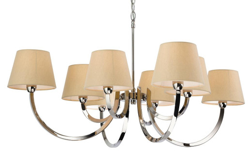 Firstlight Products Fairmont 8 Light Chrome with Cream Linen Shade Pendant Light