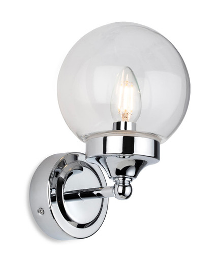 Firstlight Products Oscar Chrome with Clear Glass IP44 Wall Light