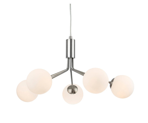 Firstlight Products Montana 5 Light Brushed Steel with Opal Glass Pendant Light