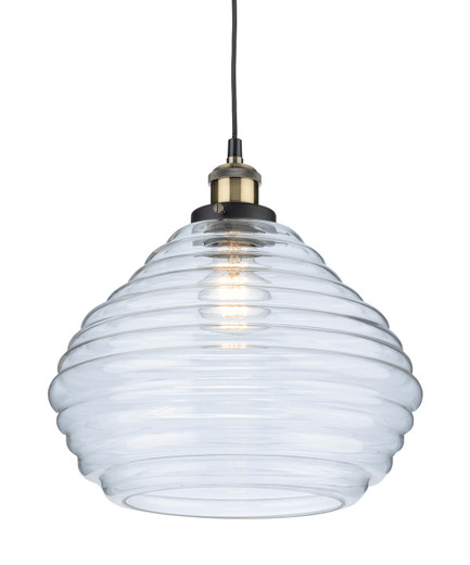 Firstlight Products Orla Antique Brass with Clear Ribbed Glass Pendant Light