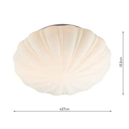 Cafe Opal White Ridged Shade Small Flush IP44 Ceiling Light