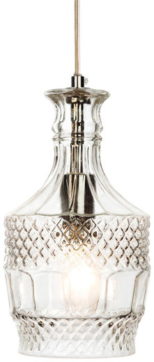 Firstlight Products Decanter Chrome with Round Decorative Glass Pendant Light