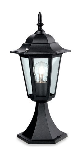 Firstlight Products Black with Clear Glass Six Panel IP44 Post Top Light