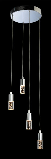Firstlight Products Focus LED 4 Light Chrome with Clear Bubble Shade LED Cluster Pendant Light