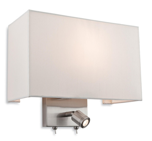 Firstlight Products Fargo 2 Light Brushed Steel with Adjustable LED Reading Light Wall Light