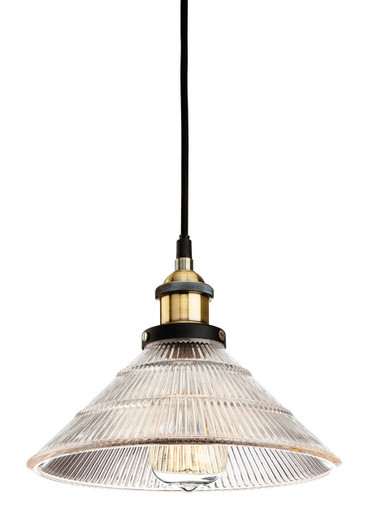 Firstlight Products Empire Antique Brass with Clear Fluted Glass Pendant Light