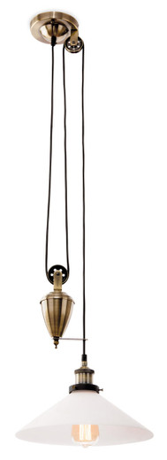 Firstlight Products Empire Antique Brass with Opal Glass Rise and Fall Pendant Light