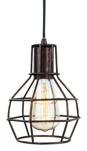 Firstlight Products Clipper Rustic Brown Caged Pendant Light