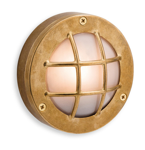 Firstlight Products Nautic Brass with Frosted Glass Circular IP64 Wall Light