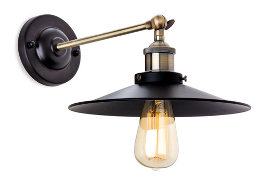 Firstlight Products Ashby Black with Antique Brass Adjustable Wall Light