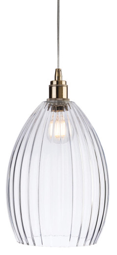 Firstlight Products Victory Antique Brass with Clear Glass Bell Pendant Light