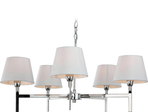 Firstlight Products Transition 5 Light Polished Stainless Steel with Cream Shade Pendant Light