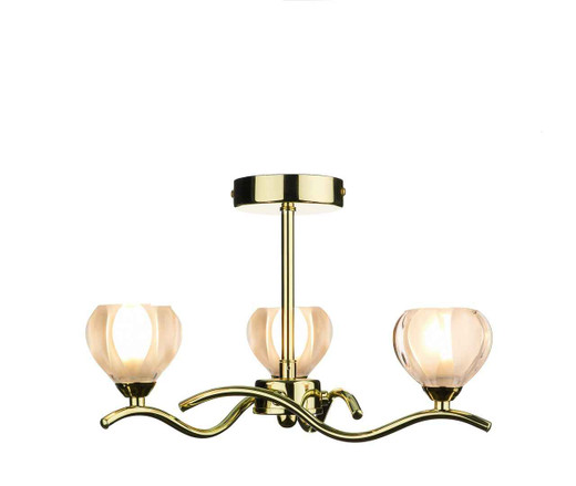 Cynthia 3 Light Polished Brass Semi Flush Pendant Light