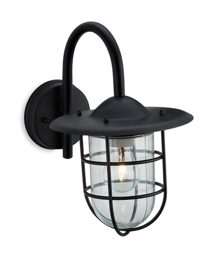 Firstlight Products Cage Black with Clear Glass IP44 Wall Light