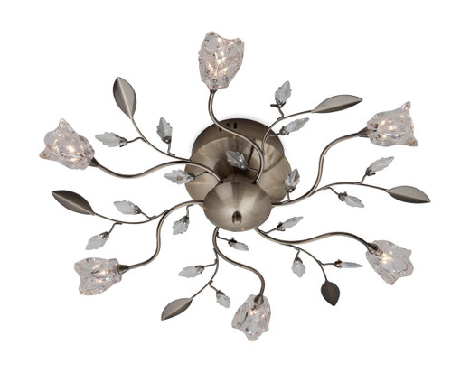 Firstlight Products Cindy 6 Light Antique Brass with Clear Glass Flush Ceiling Light