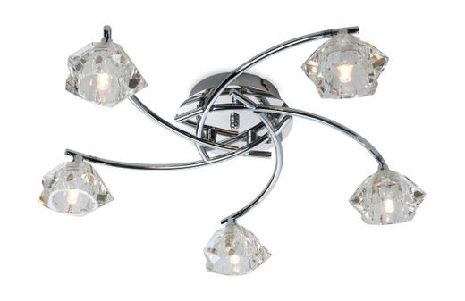 Firstlight Products Clara 5 Light Chrome with Clear Glass Flush Ceiling Light