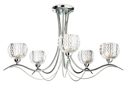 Firstlight Products Blanche 5 Light Chrome with Moulded Clear Glass Semi Flush Ceiling Light
