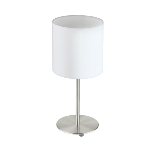 Eglo Lighting Plasteri Satin Nickel with White Shade Table Lamp