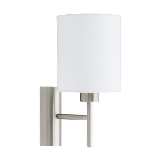 Eglo Lighting Pasteri Satin Nickel with White Shade Wall Light