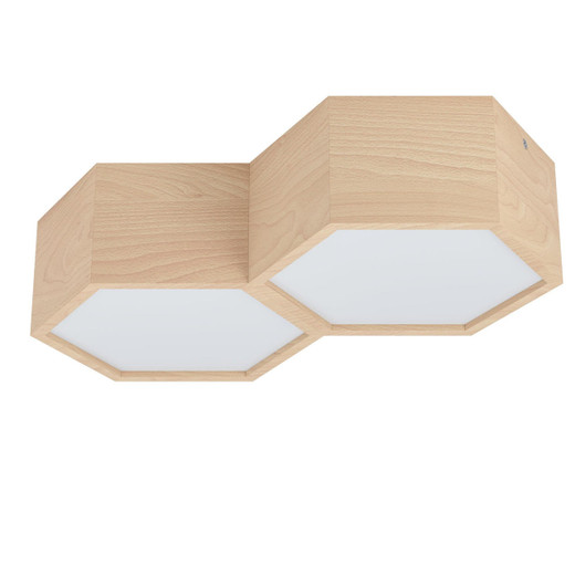 Eglo Lighting Mirlas 2 Light Wood Effect with Opal Diffuser Flush Ceiling Light