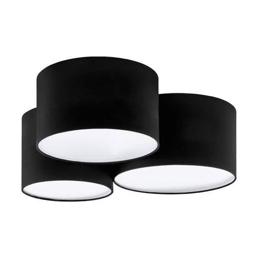 Eglo Lighting Pastore 2 3 Light Black Fabric with Opal Diffuser Flush Ceiling Light