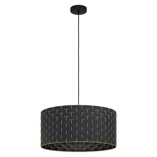 Eglo Lighting Marasales Brass with Black Fabric 55cm Pendant Light