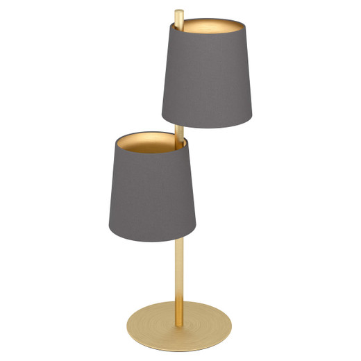 Eglo Lighting Almeida2 2 Light Brushed Brass and Cappuccino Fabric Shade Table Lamp