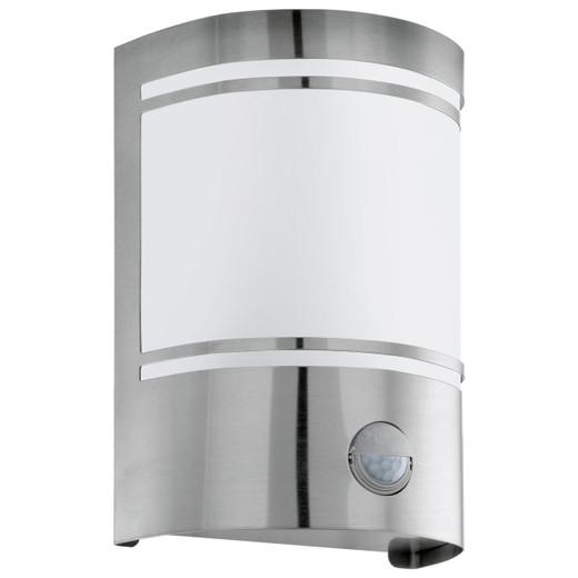Eglo Lighting Cerno Stainless Steel with Opal Shade and Sensro IP44 Wall Light