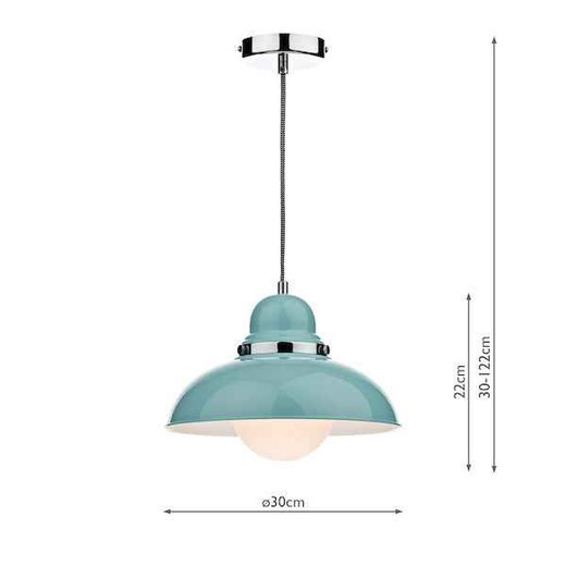 Dynamo Polished Chrome Gloss Blue and White Opal Pendant Light