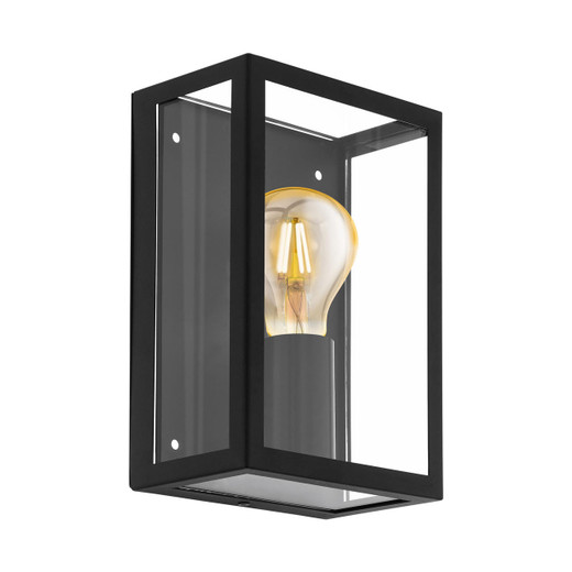 Eglo Lighting Alamonte 1 Black with Clear Glass IP44 Wall Light