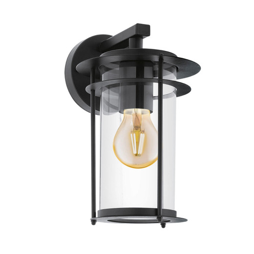 Eglo Lighting Valdeo Black with Clear Glass IP44 Wall Light
